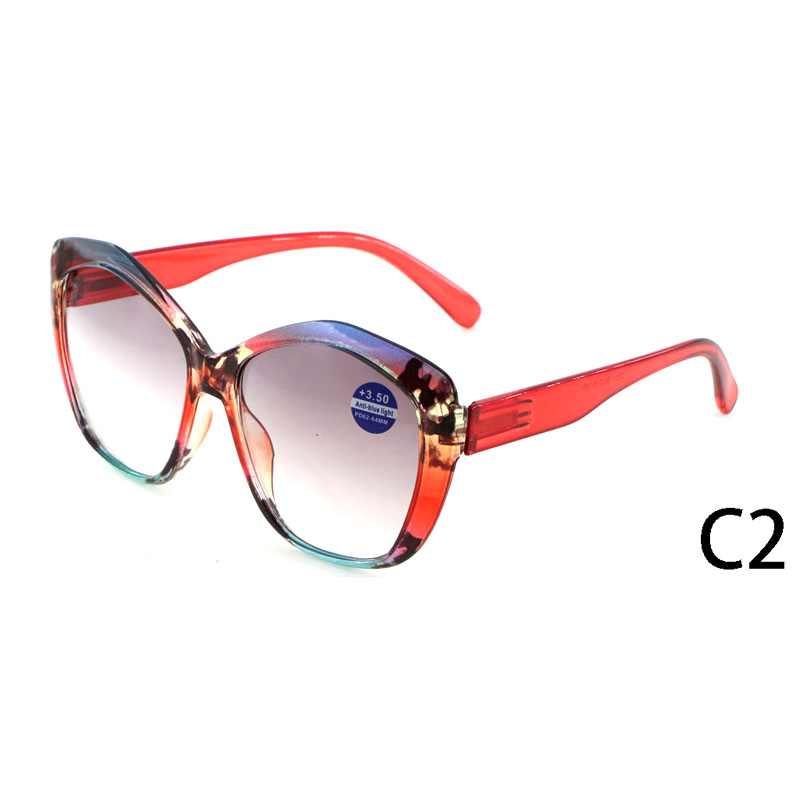New Fashion Polygonal Large Frame Progressive Lens Plastic Colorful Reading Glasses