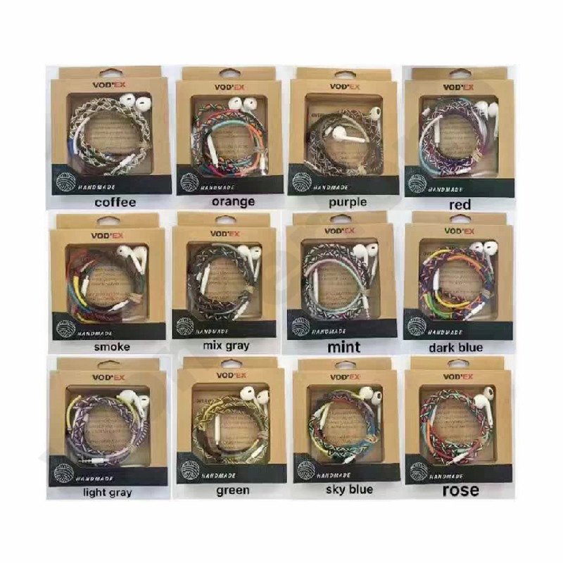 100% Handmade Fabric Earphones with Mic