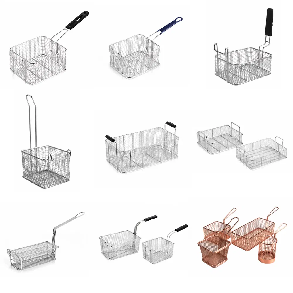Квадратная фритюрная корзина с ручкой из нержавеющей стали