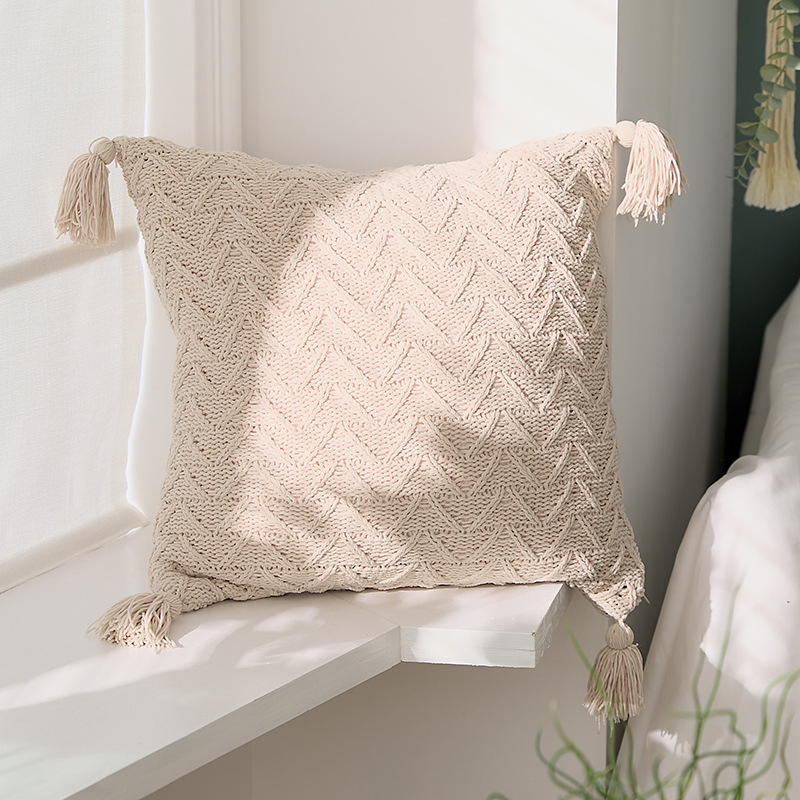 Knitted Tassels Outdoor Throw Pillow Covers Luxury Modern Pillowcases