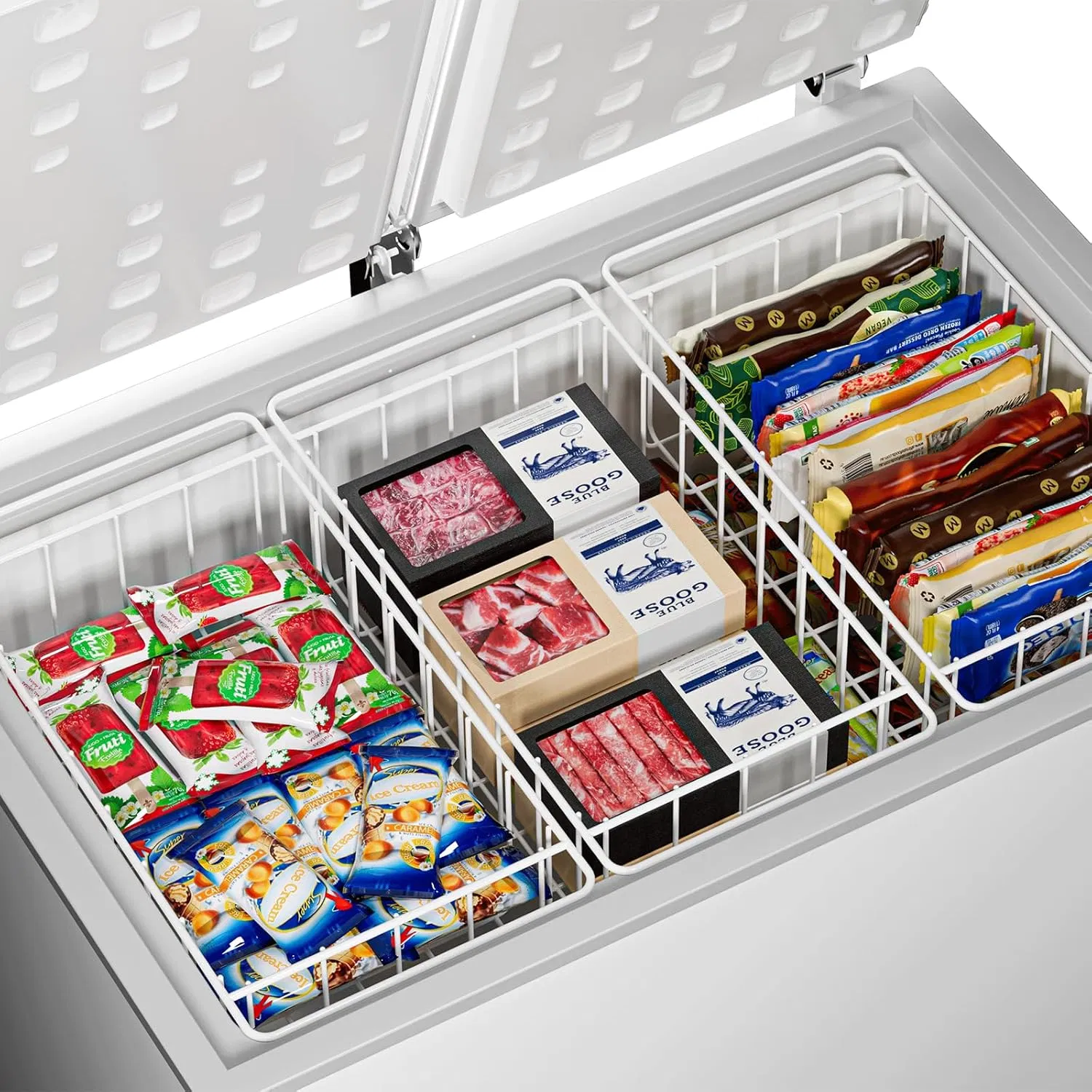 Deep Refrigerator Freezer Organizer Bins Kitchen Metal Wire Basket for Pantry Storage