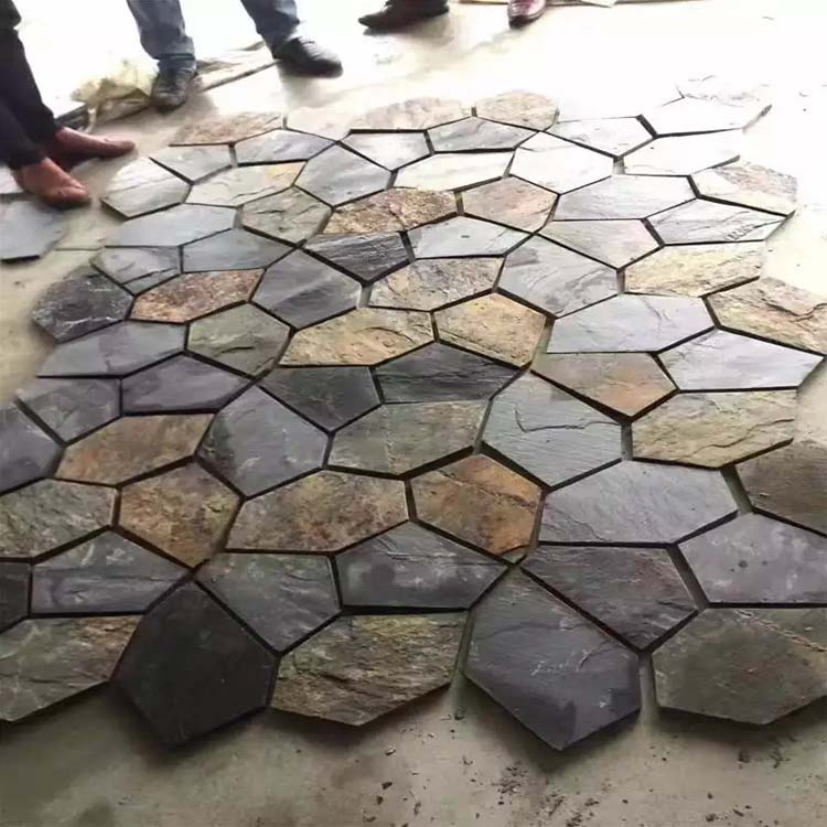 Crack Ice Pattern Blue/Yellow Slate Crazy Paving Stone for Backyard Pavers
