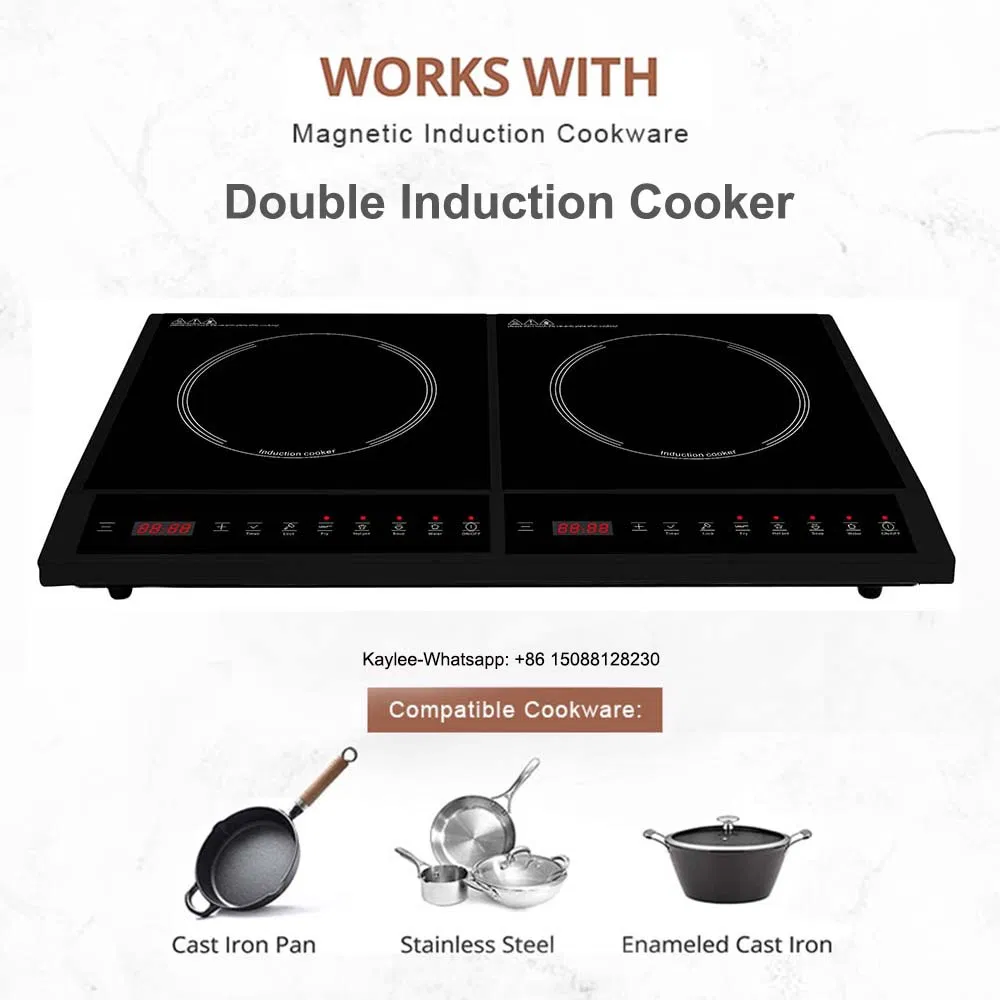 Home Kitchen Cooktop Induction Cooker Stove Push Button Control Induction Hob Double Burner