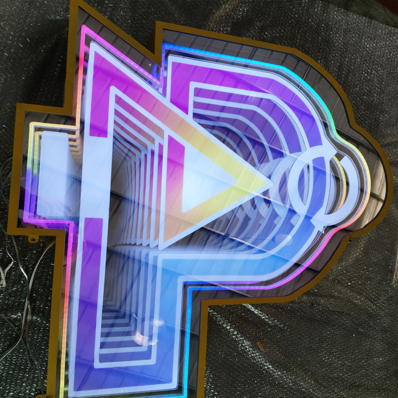 Custom 3D LED Infinite Mirror Letters Advertising Sign Luminous Acrylic Channel Letter