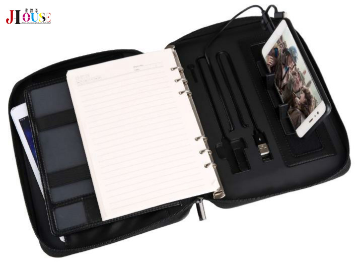 Custom Logo All-in-One A5 Charging Notebook with 16GB USB and 8000mAh Power Bank