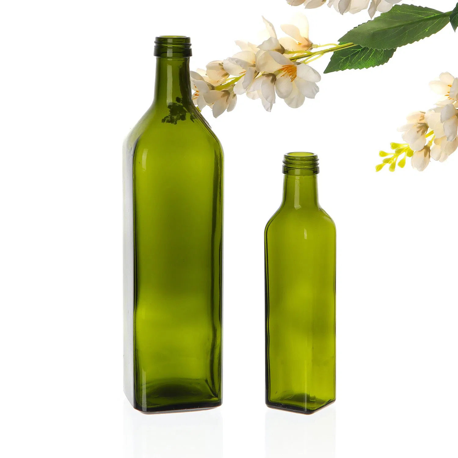 Food Grade 250ml 500ml 750ml 1000ml Round Antique Green Glass Bottle Olive Oil Bottle