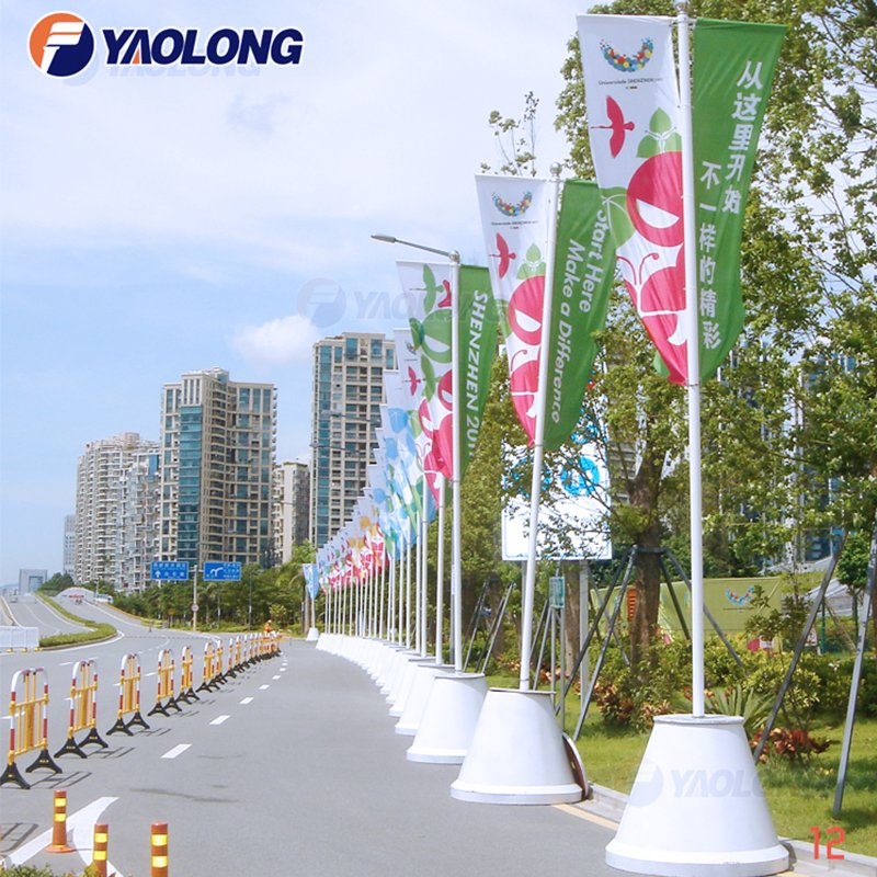 Customized AISI 304/304L/316L or Aluminum Metal Banner Flag Pole Standing Outdoor