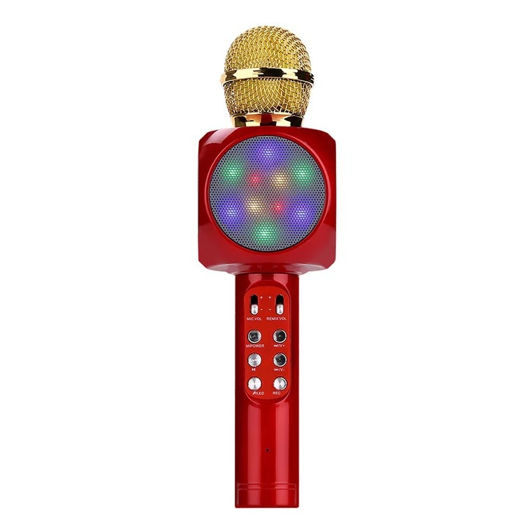 1816 Wireless Bluetooth Kid Karaoke Microphone 4-in-1 Portable Handheld Mic Speaker with LED Lights