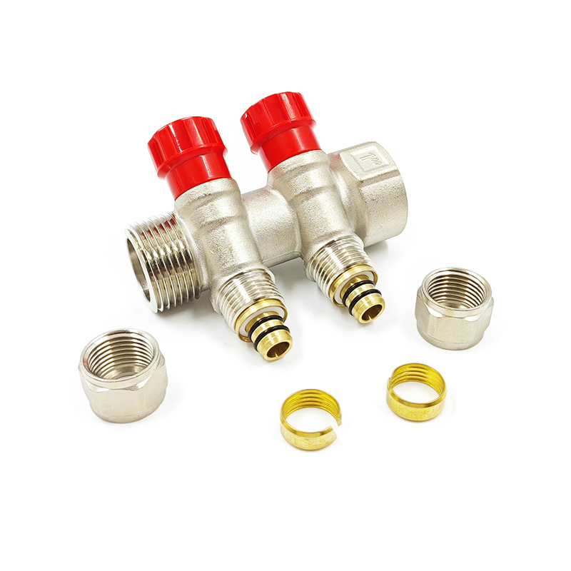 Heating Manifold Customized Pex Brass Manifold 2-5 Holes Chrome Plated Brass Manifold