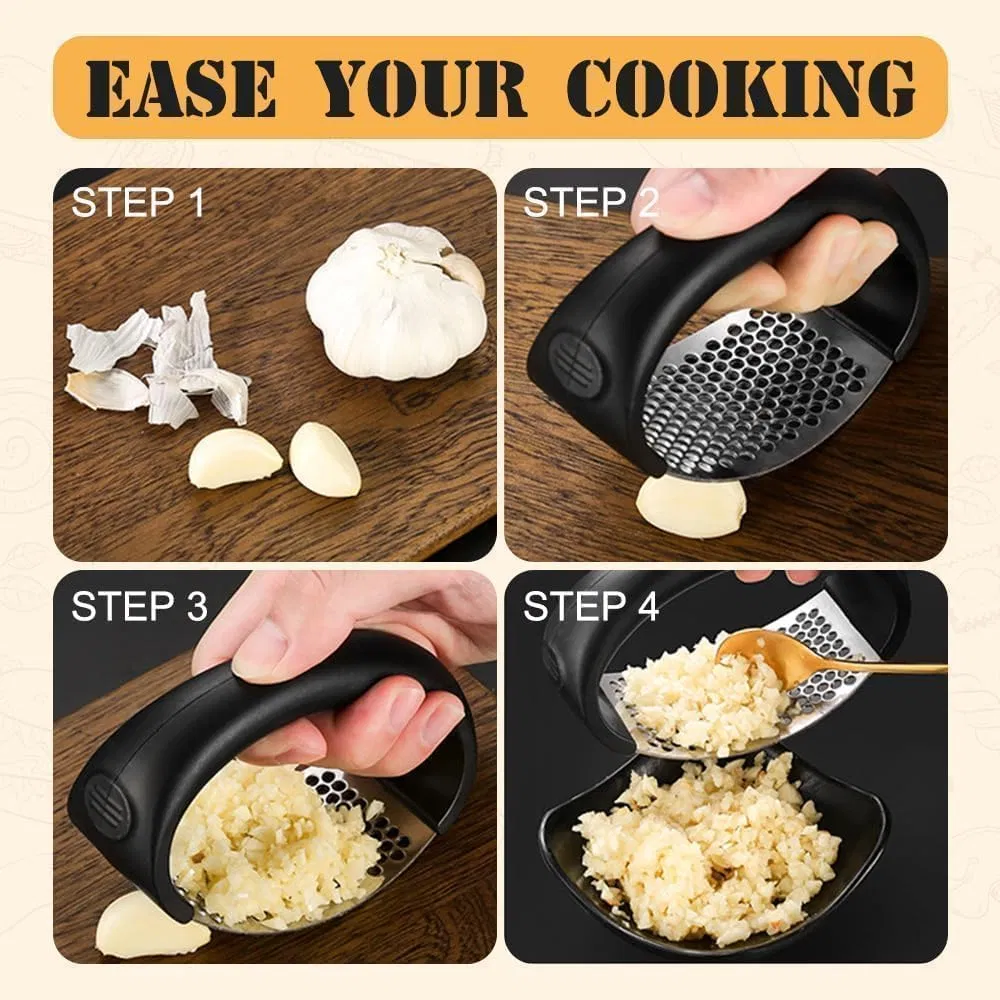 Stainless Steel Garlic Crusher Wide Handle Garlic Press