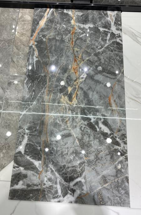 600*1200mm Golden or Silver Marble Polished Porcelain Tile