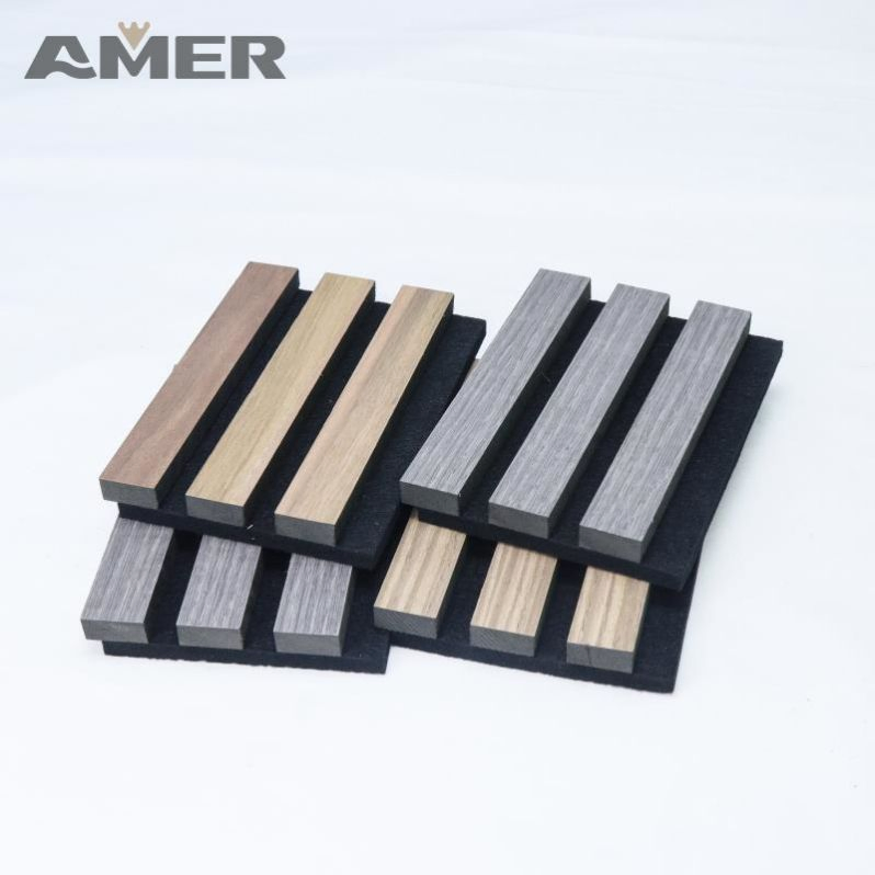 Amer Factory Artistic Interior Solid Wood Decorative Wall Cladding Modern Black Felt Backing Wall Cladding