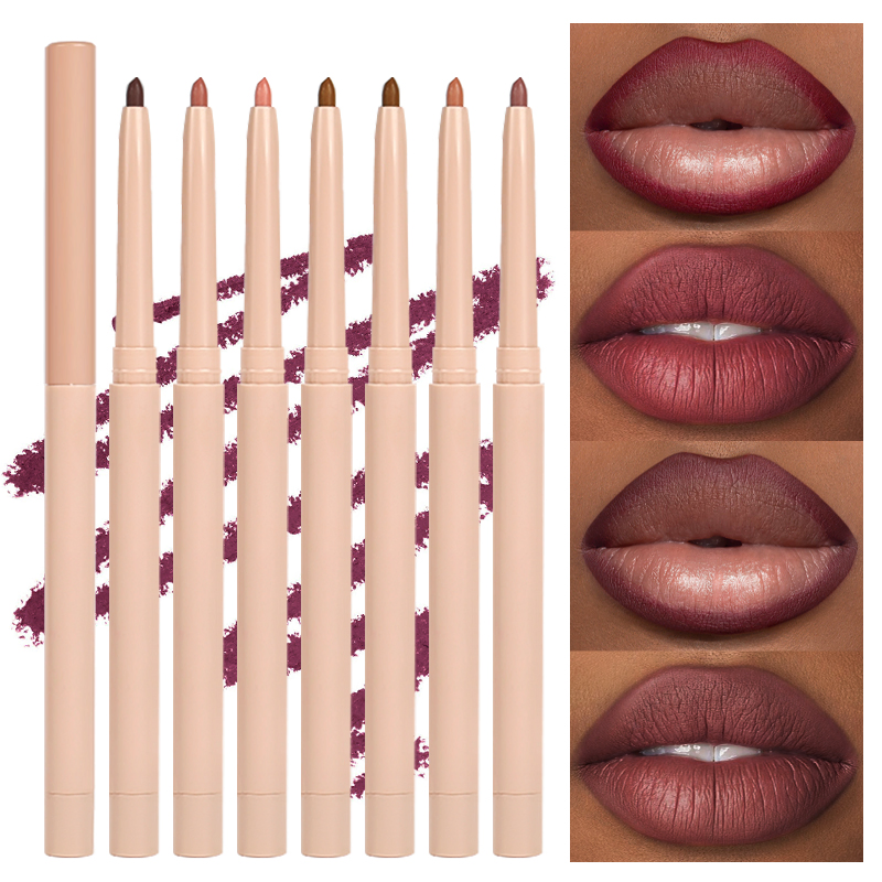 Makeup Lip Pencil Liner Vegan Logo Lip Cream Brown Waterproof Lipliner