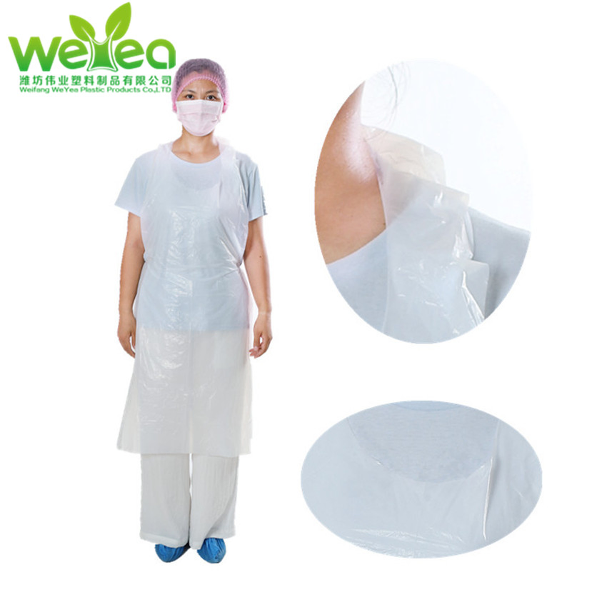 White Embossed Plastic Disposable PE HDPE LDPE CPE Kitchen Aprons