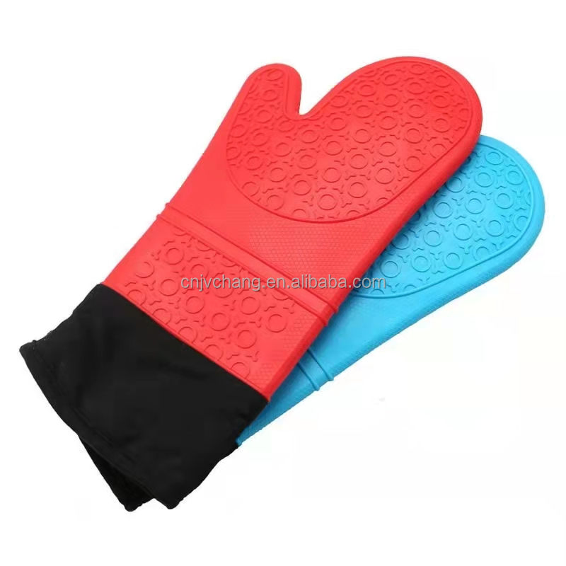 Heat Resistant BBQ Gloves Silicone Waterproof Oven Mitts for Kitchen Baking