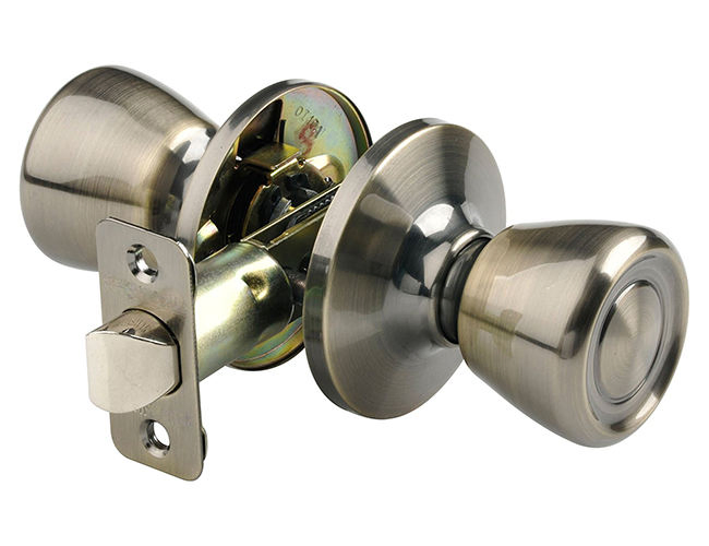 Knob Handle with Lock and Key Tulip Style Knob in Satin Nickel and Gold