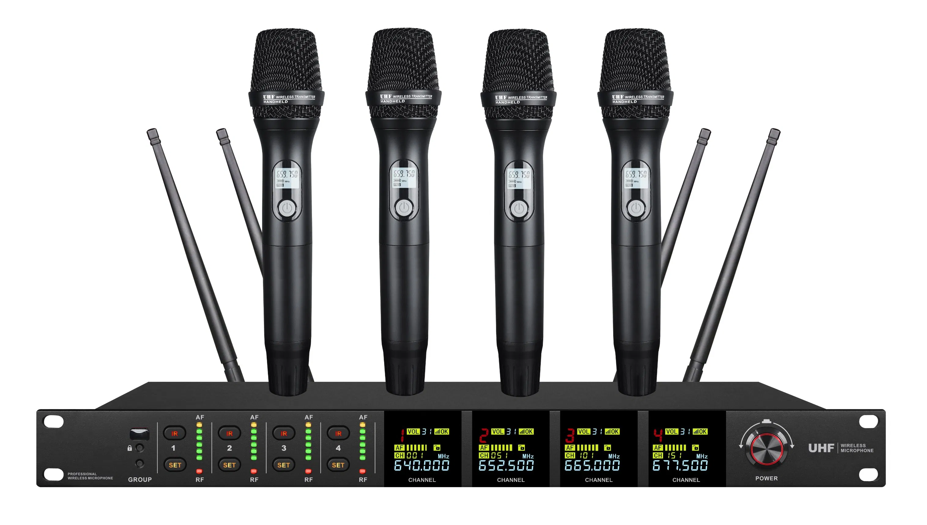 Four Channel Bodypack Microphone Kit for Wireless Audio Transmission