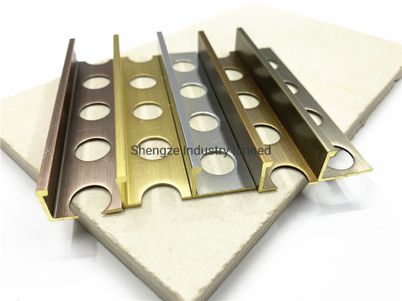 Flooring Aluminum Tile Edging Corner Shape Trim for Porcelanato Metal Listello