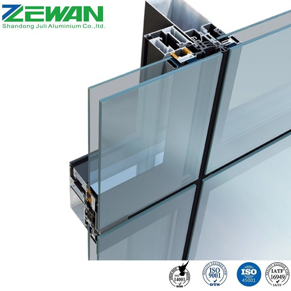 Aluminum Curtain Wall Profile Custom Powder Coating Aluminium Frame Curtain Wall Profile
