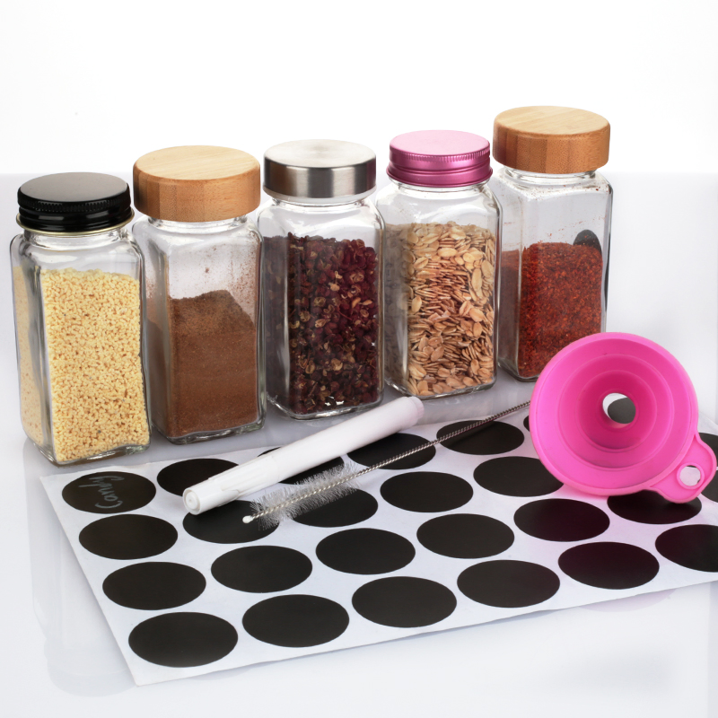 Custom 4oz 6oz 120ml Spice Packaging Set Pepper Seasoning Condiment Glass Spice Jar with Marker and Label