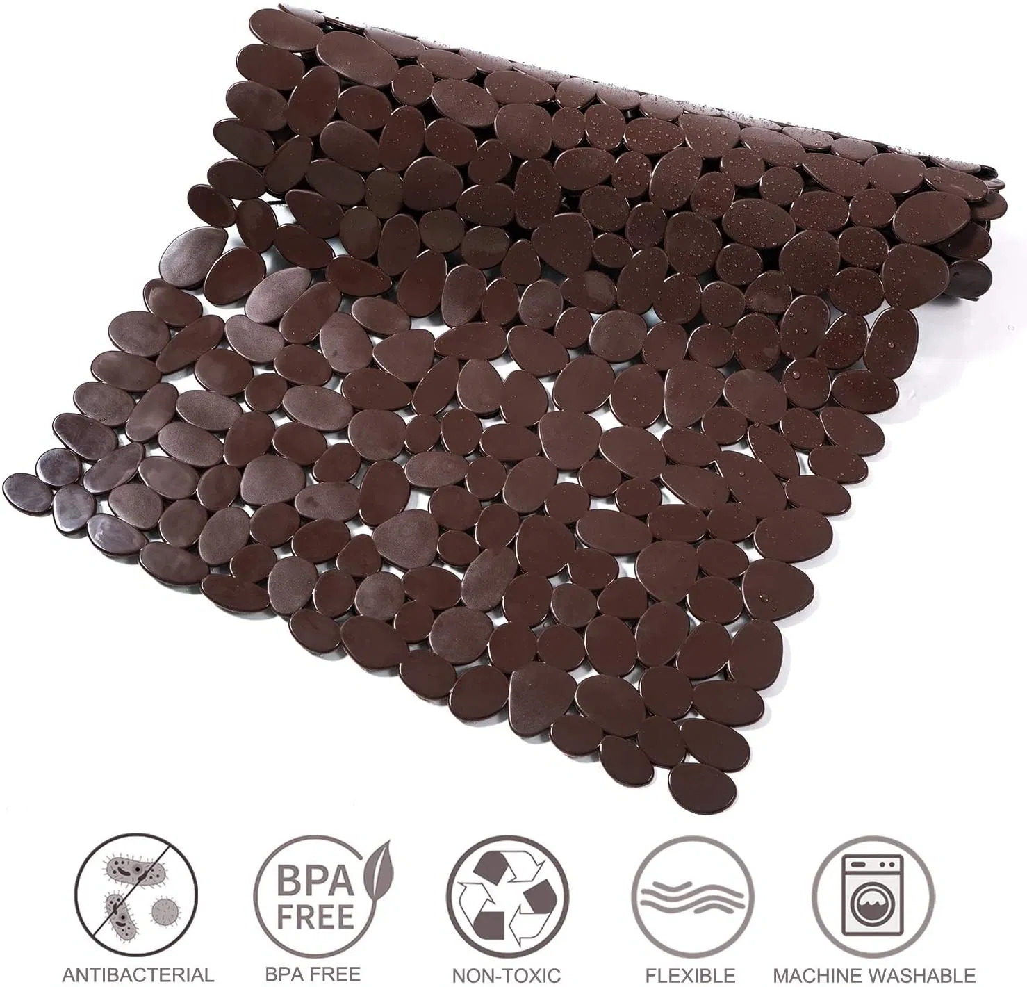 Bathtub Mat Non Slip Bath Mat with Drain Holes and Suction Cups Machine Washable