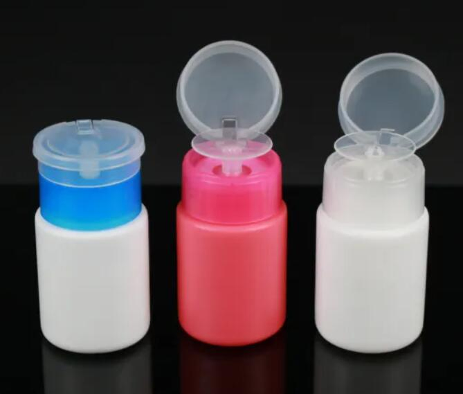 Plastic HDPE or Pet Texture 80ml Makeup Remover Bottle Cosmetic Packaging Nail Polish Removing Liquid Press Pumping Bottle