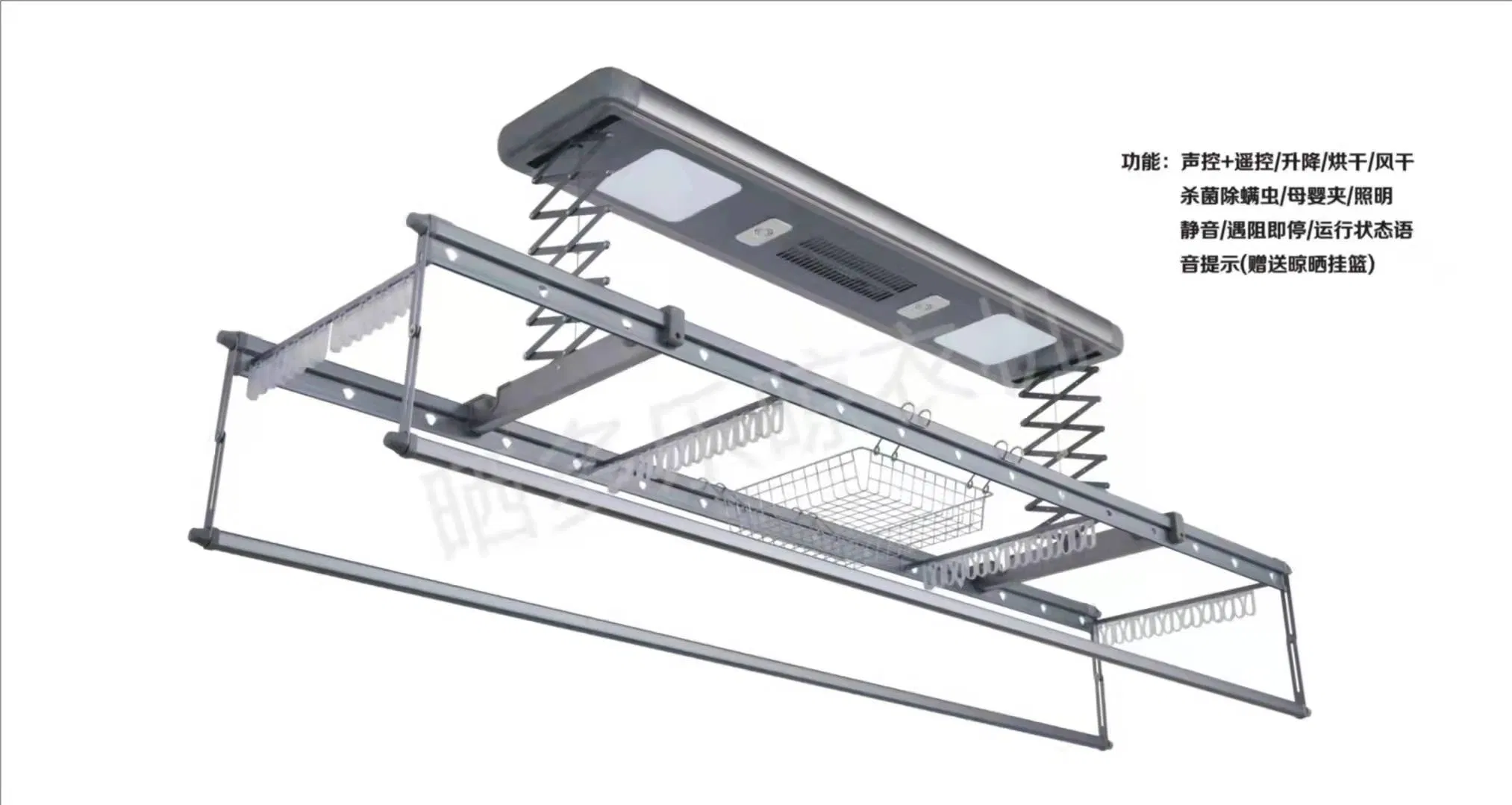Retractable Clothesline System with Ceiling Mount for Laundry Drying