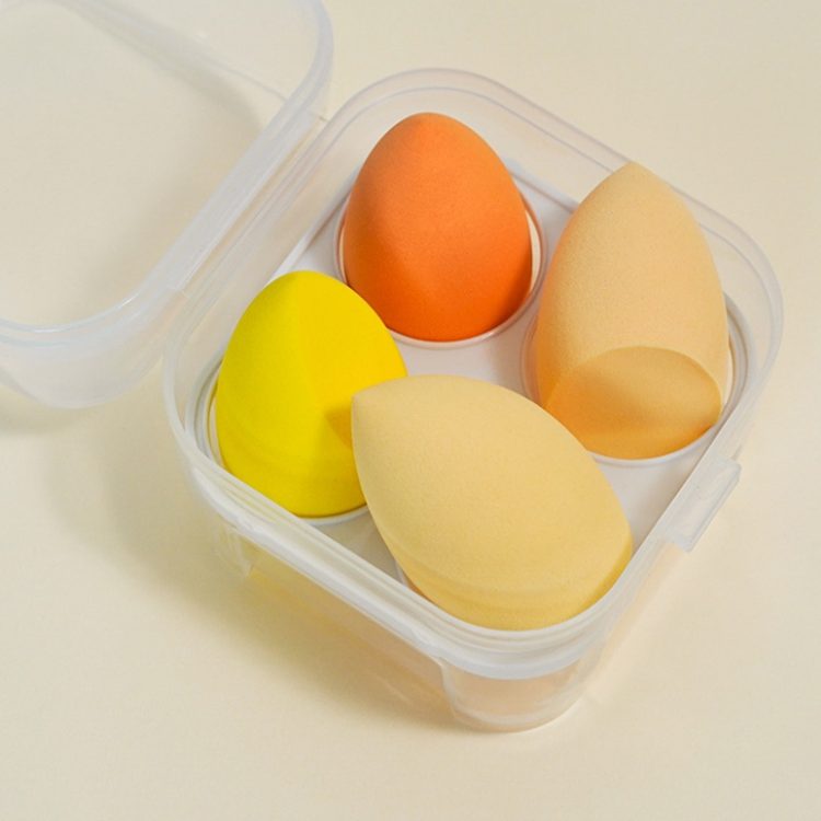 Custom 4 PCS/Set Latex Free Makeup Sponge Private Label Microfiber Large Blender Beauty Peach Puff Sponge Case Holder Packaging
