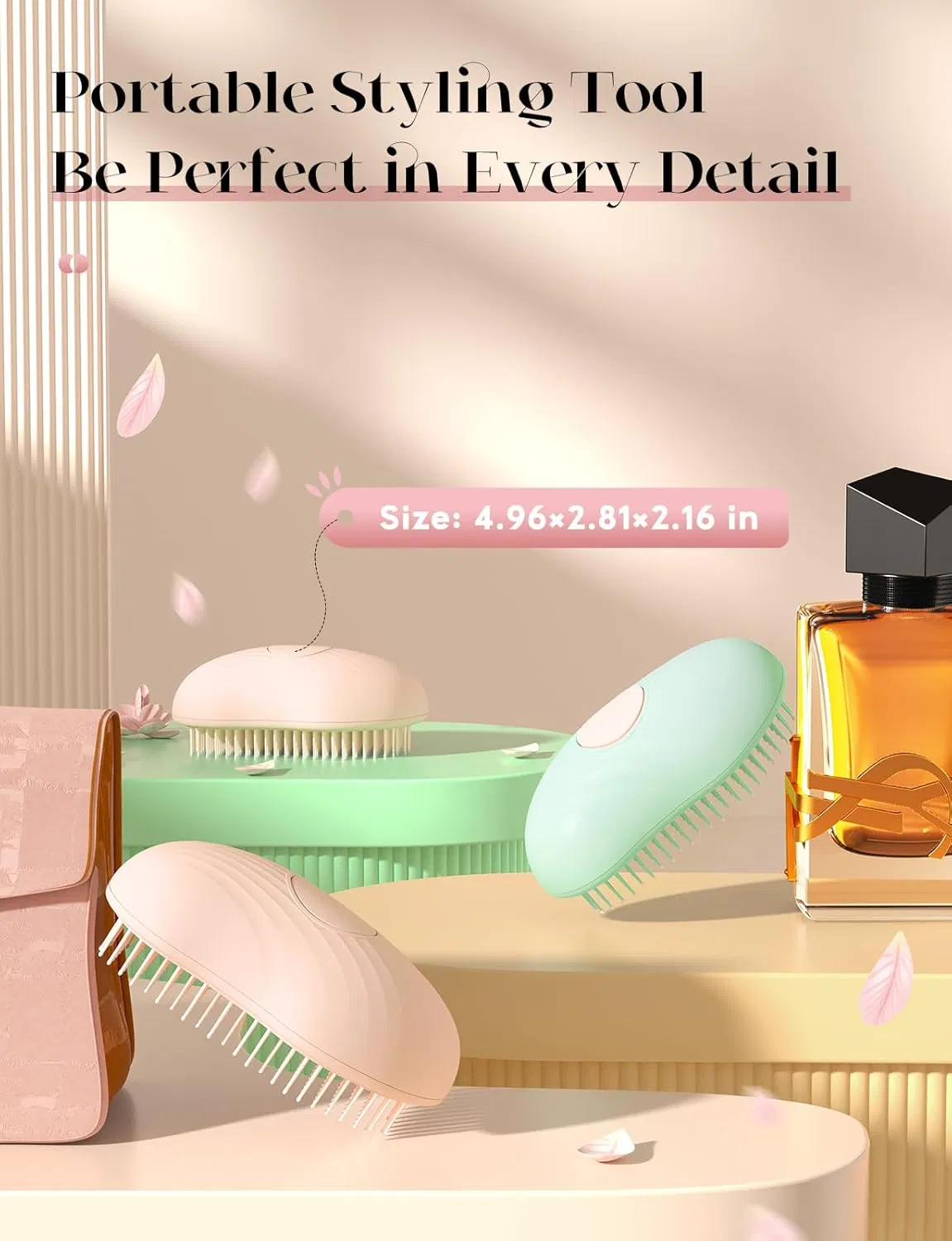 Easy-to-Clean One-Button Operation Round Retractable Bristle Hair Brushes