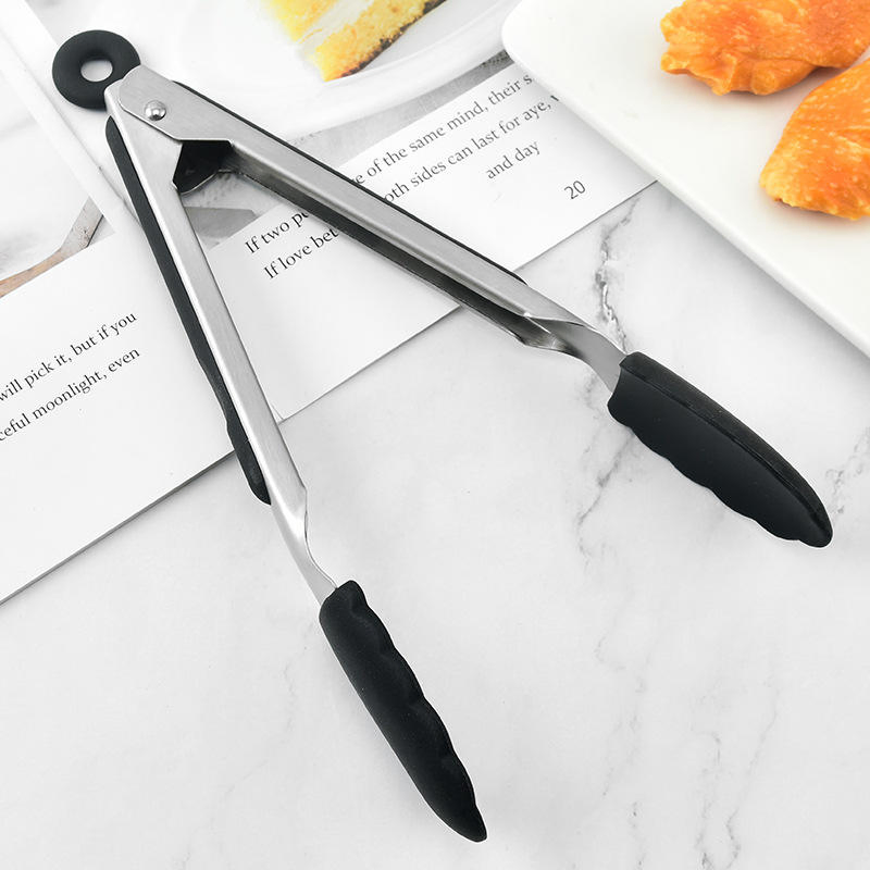 Stylish Kitchen Ware: High-Temperature Silicone-Tipped Stainless Steel Tongs