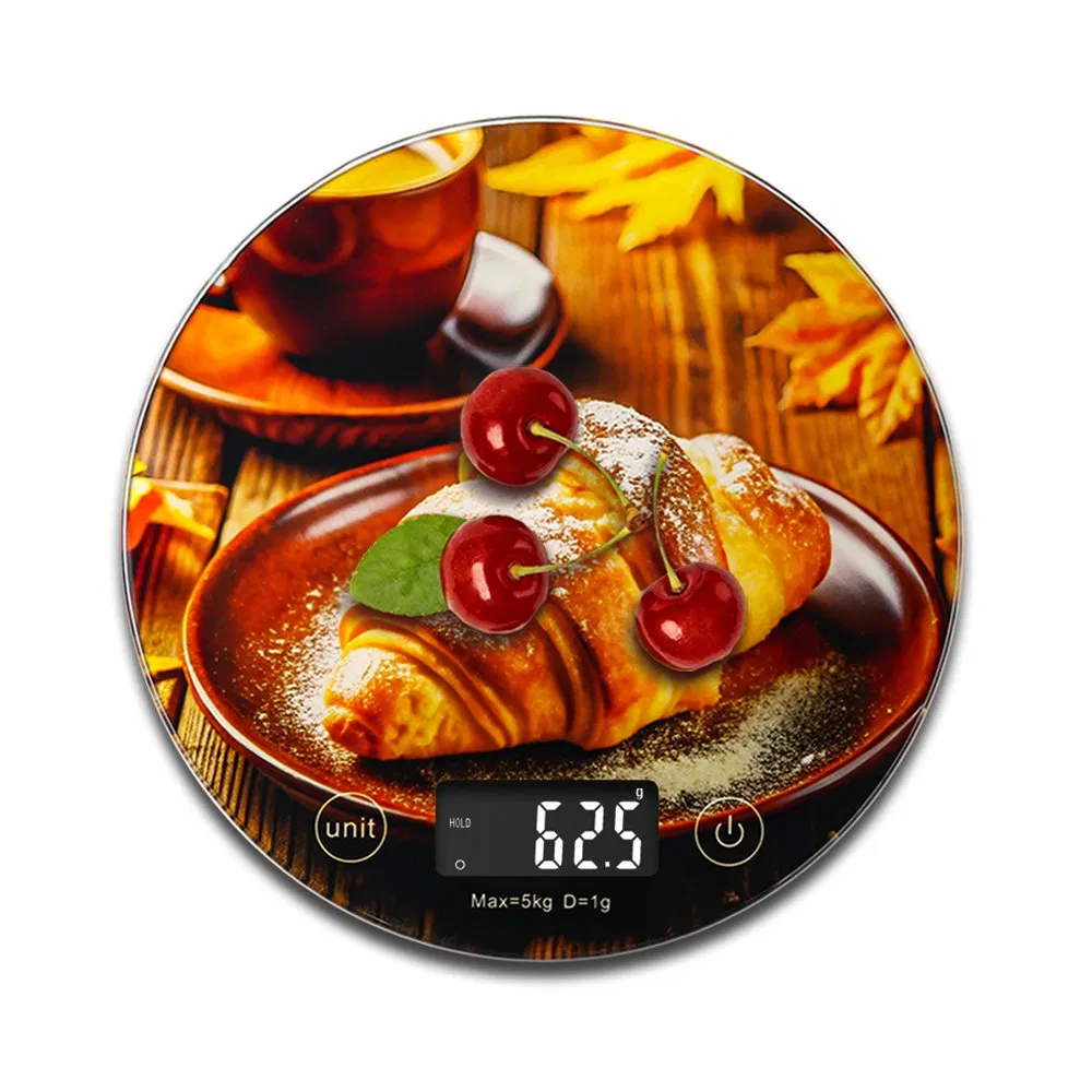 Кухонные весы электронные круглые 5 кг, 1 г