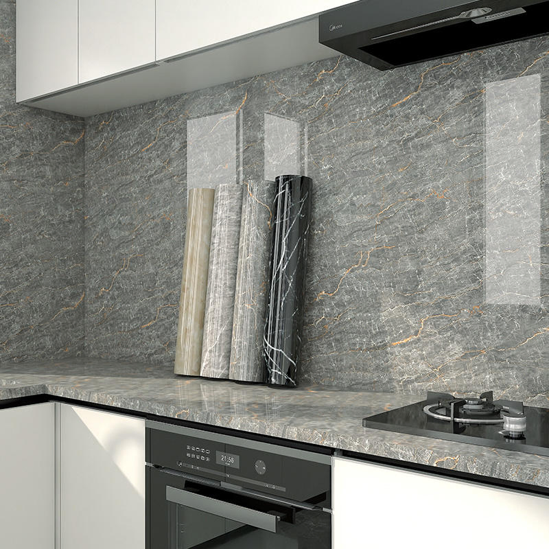 High Adhesion Smooth High Glossy Marble Film Self Adhesive Marble Colour Designed Vinyl Foil Peel & Stick Granite Sheet