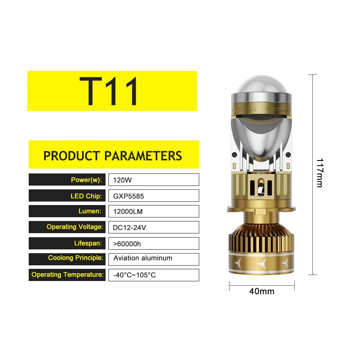 BKR T11 240W LED Headlights H4 H7 H11