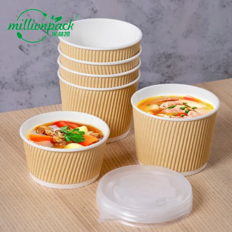 Heavy-Duty Kraft Paper Soup Bowl with Anti-Leak Double Coating