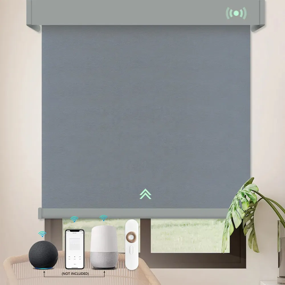 Double Layered Automated Shades Smart Window Motorized Roller Blinds Without Drilling