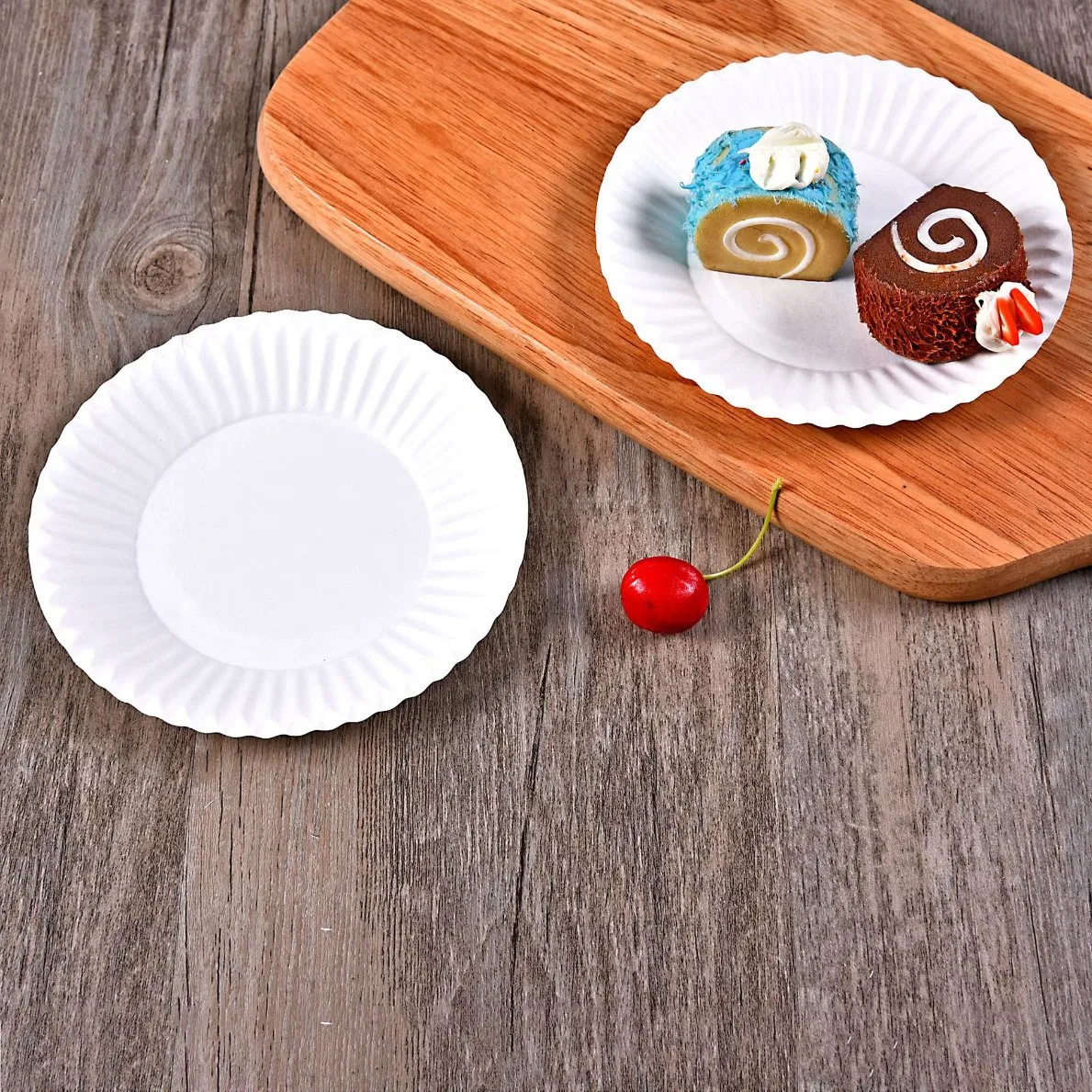 Wholesale Cake Plate Sugar Cane Pulp Plate White Disposable Paper Plate Bagasse