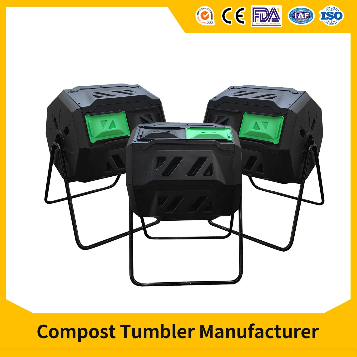 Hot Sale Food Dual Trash Can Recycled Plastic Factory Large Garden 300L Compost Box/Bin