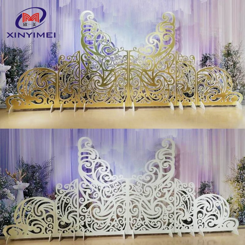Popular Hotel Banquet Event Wood PVC Gold Wedding Panel Backdrop