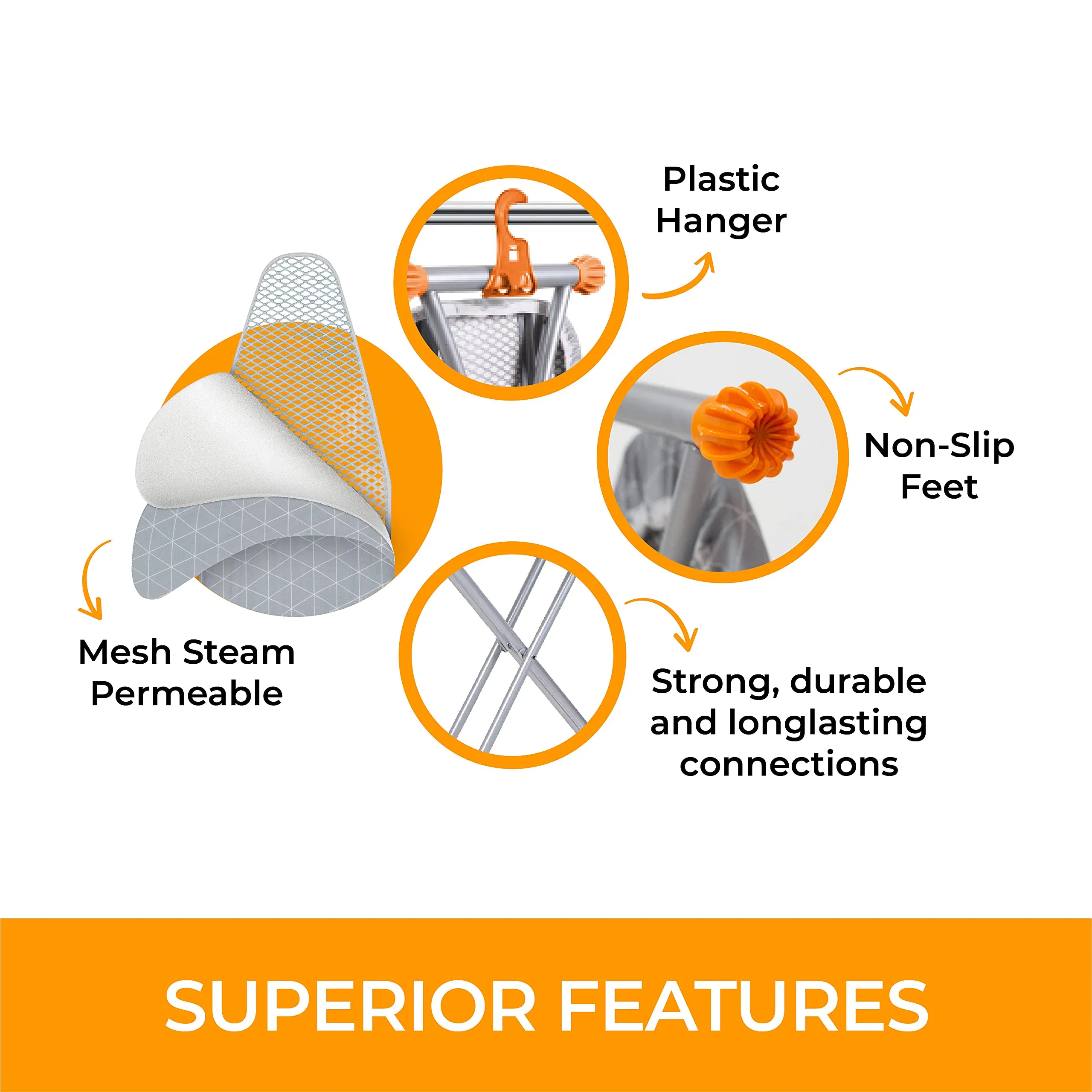 Ironing Board Compact and Space Saver Patented Extra Thick Cover Height Adjustable