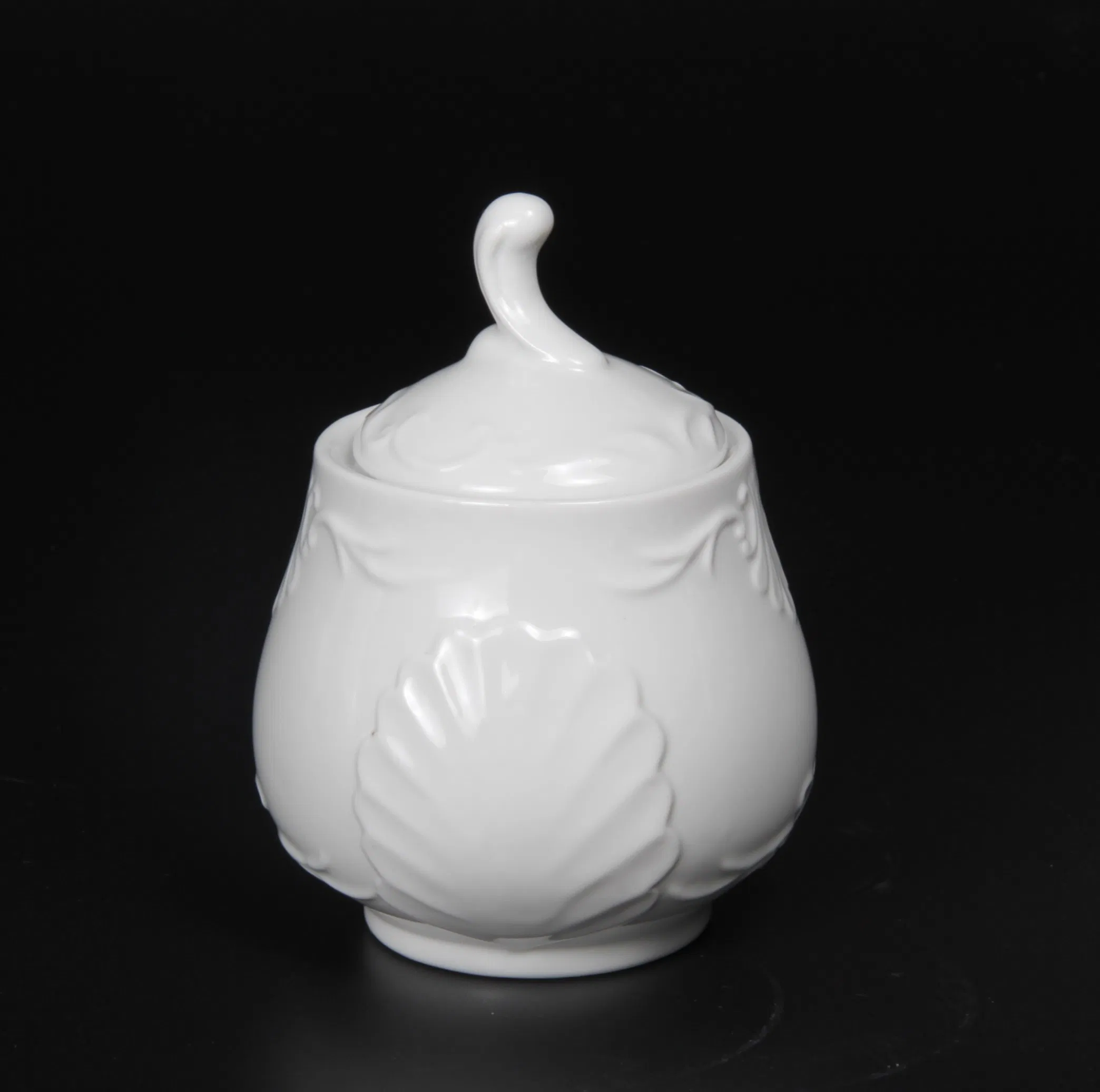 Porcelain Embossed Royal Family Tea Set with 1200 Ml Teapot, 220 Ml Tea Cup and Saucer and Sugar Pot Milk Jug