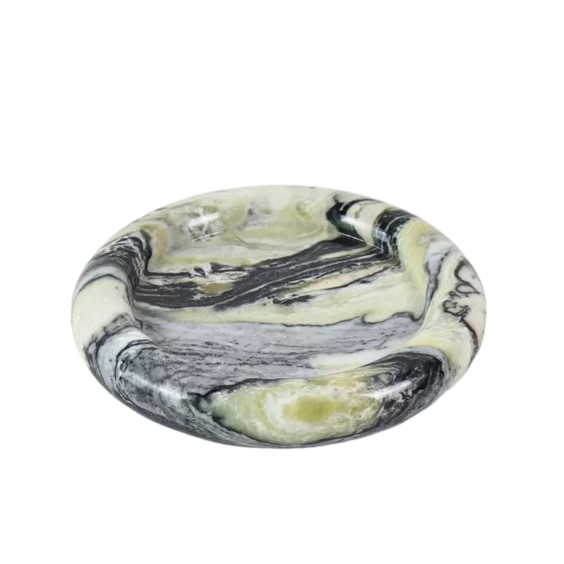 Luxury Natural Marble Circular Fruit Bathroom Tray for Creative Home Living Room