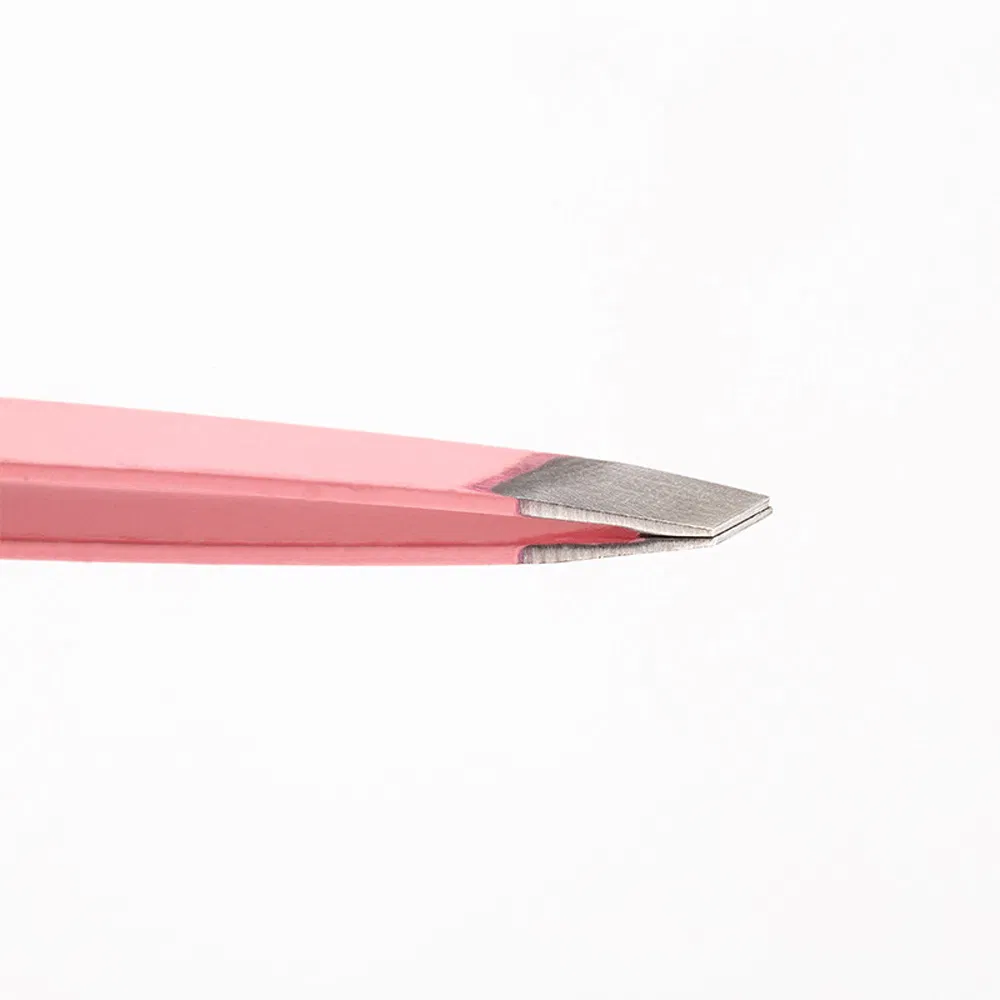 Stainless Steel Squared Eyebrow Eyelashes Tweezers Slanted Lashes Eyelash Tweezer with Nylon Brush