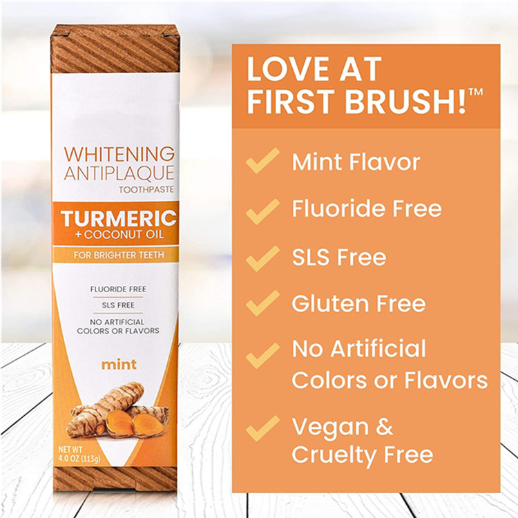 Natural Herbal Turmeric + Coconut Oil Whitening Antiplaque Toothpaste