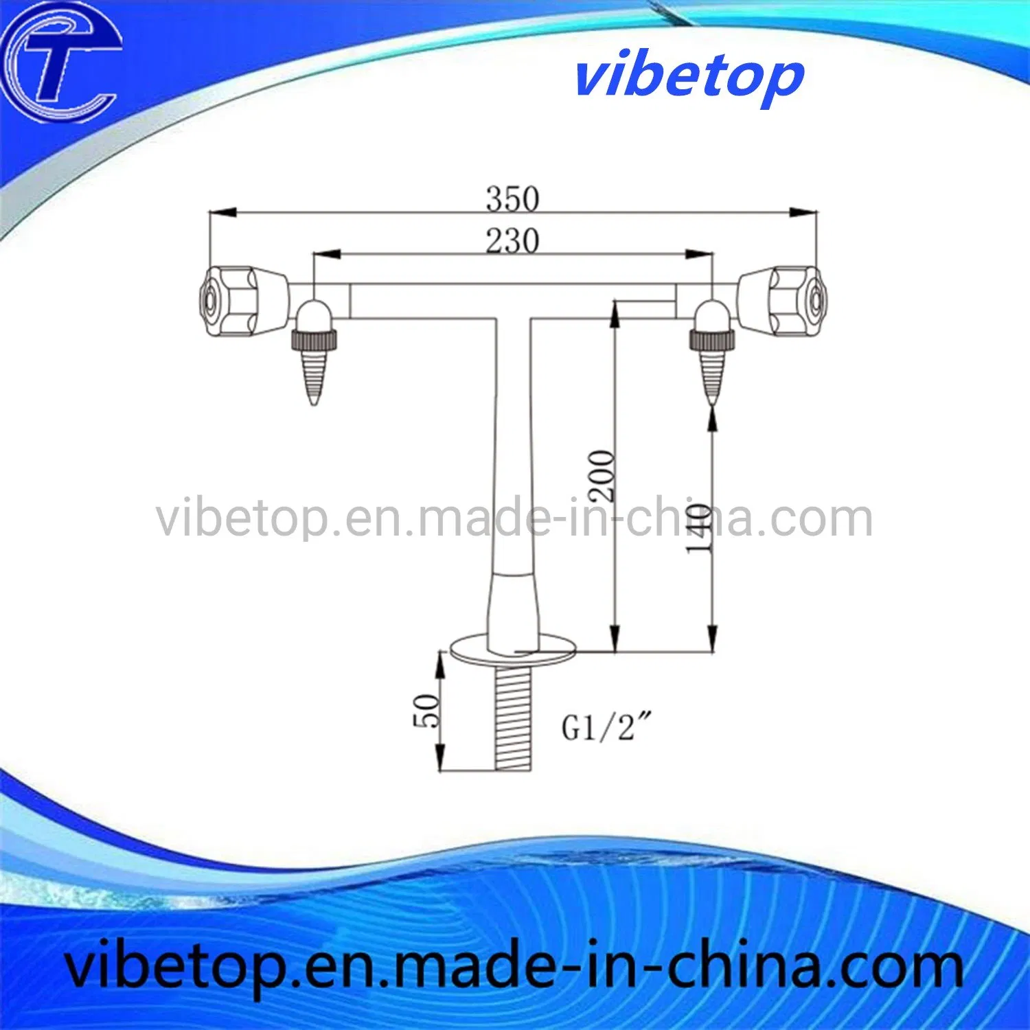 Copper Lab Tap Double Outlet Laboratory Faucet