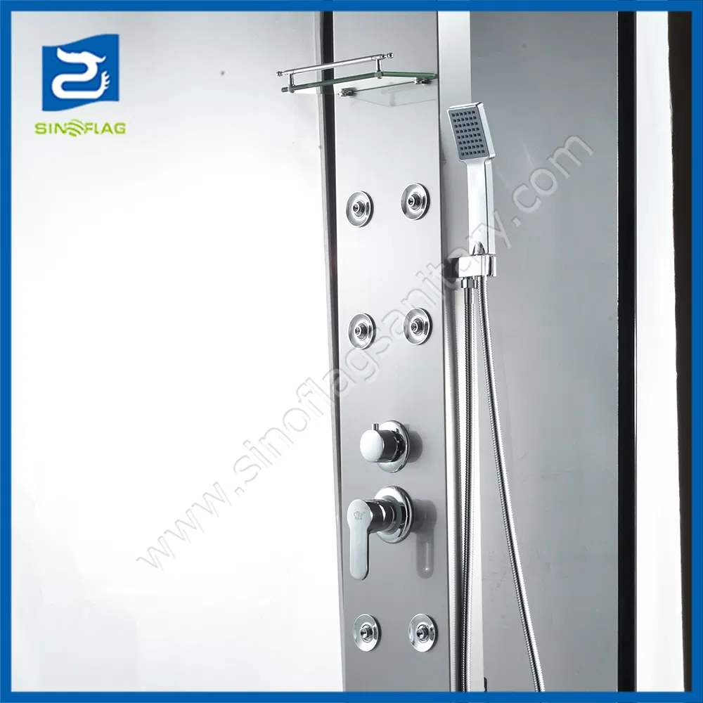 High Quality Stainless Steel Shower Panel Shower Column with Soap Shelf