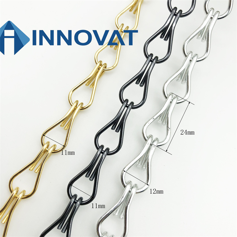 Aluminum Colorful Double Hook Chain Link Mesh Curtain OEM Patterns Customized Dimension/Curtain Wall/Door Curtain
