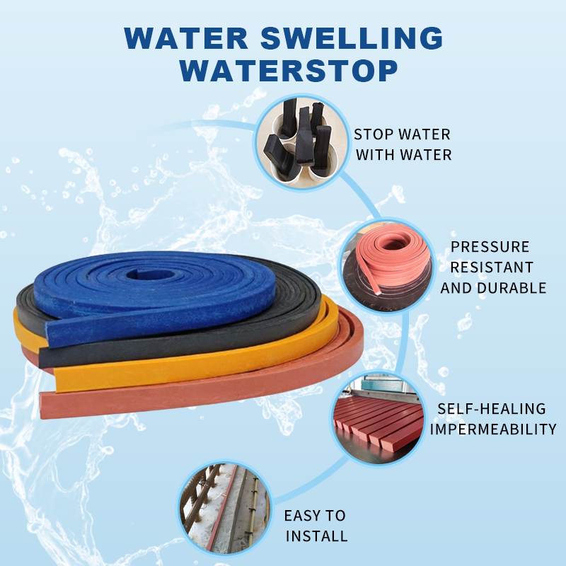 Hydrophilic Swellable Waterstop Expandable Rubber Water Bar Concrete Waterproof Waterstop