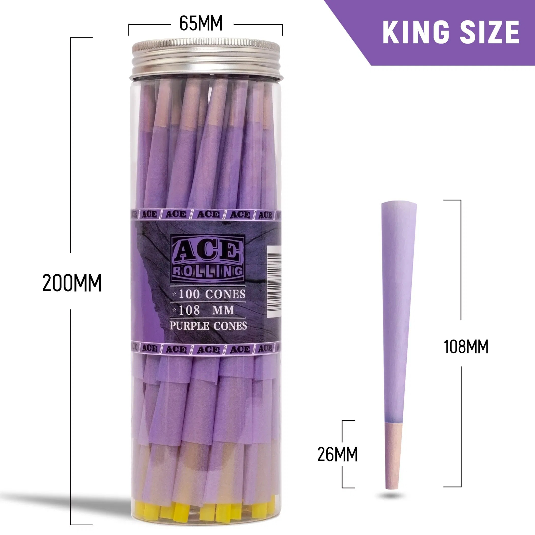 Party Decoration Purple 1000PCS/Box King Size 108mm Rolly Papers