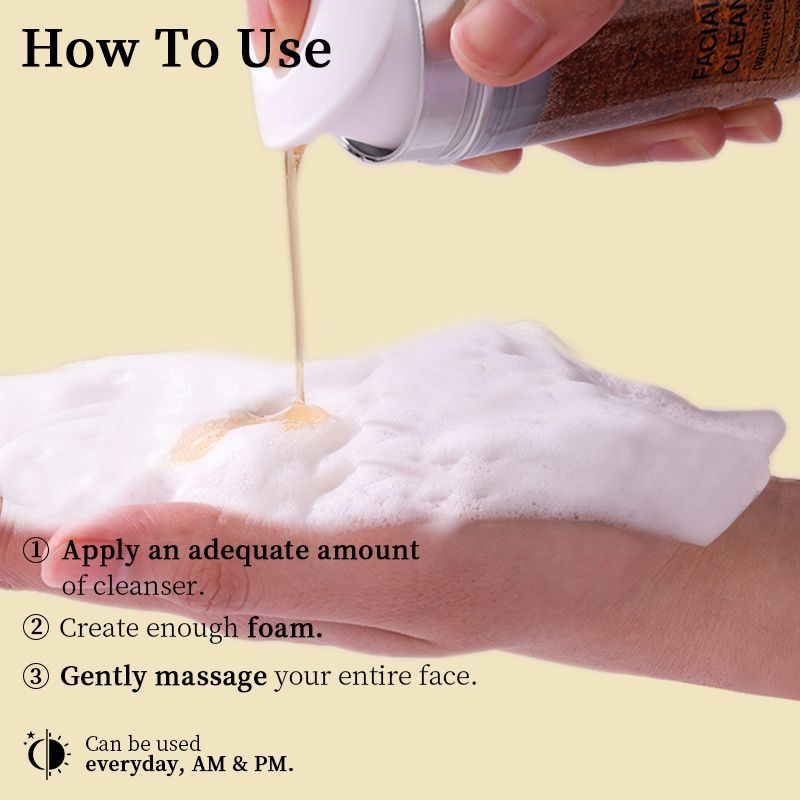 Oil-Control Hydrating Moisturizing Firming Walnut Face Wash Facial Cleanser Amino Acids Facial Foam Cleanser