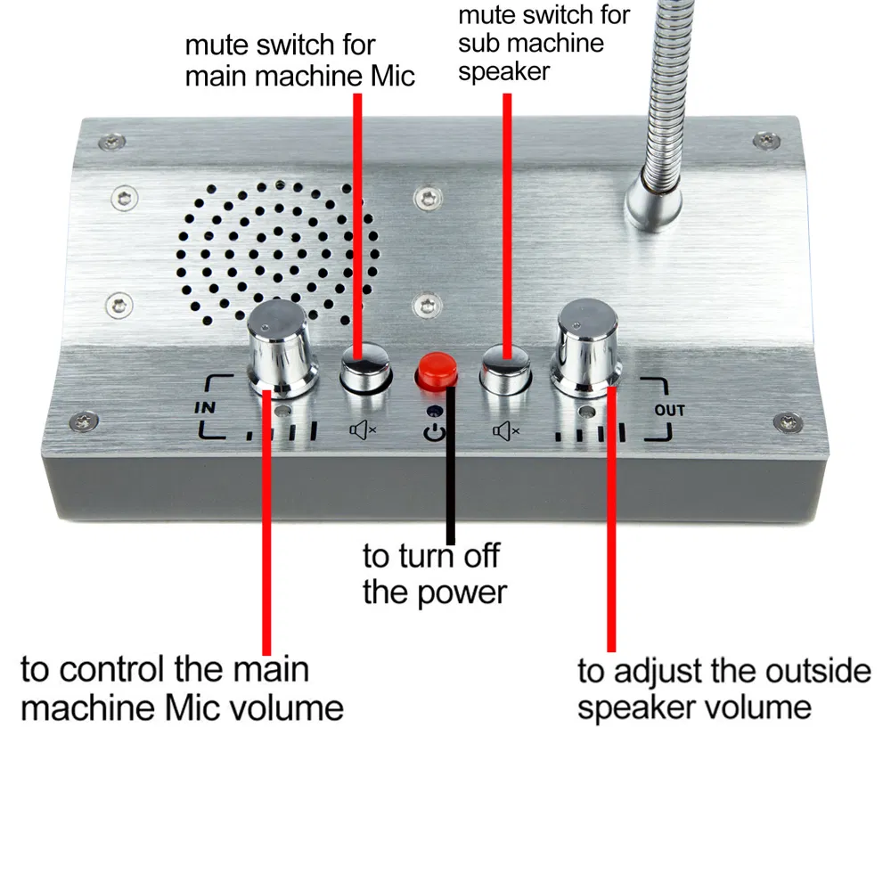 Window Counter Intercom Interphone System Withe Mute Function